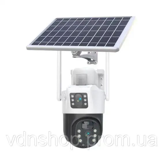 Уличная камера видеонаблюдения с двумя линзами 4G, V36-4G SOLAR / Вайфай камера от солнечной панели