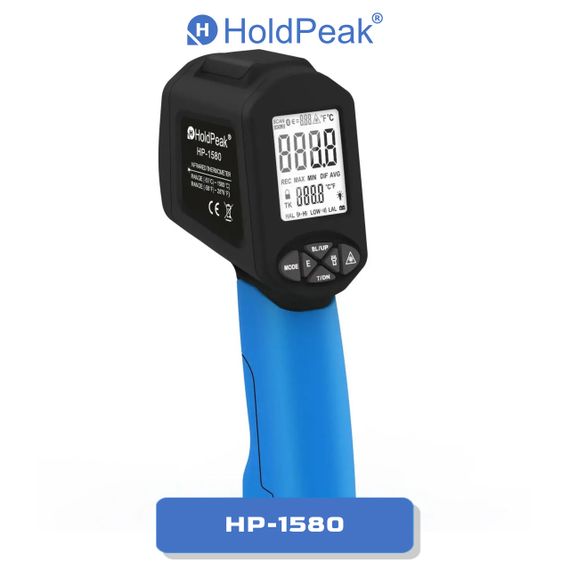 Пірометр HoldPeak HP-1580 інфрачервоний безконтактний термометр цифровий (-50°C~1580°C 0.1-0.99 EMS 30:1 250ms)