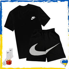Комплект шорти Nike Big Swoosh та футболка Nike. Комплект Найк Біг Свуш Чорний, XS/S