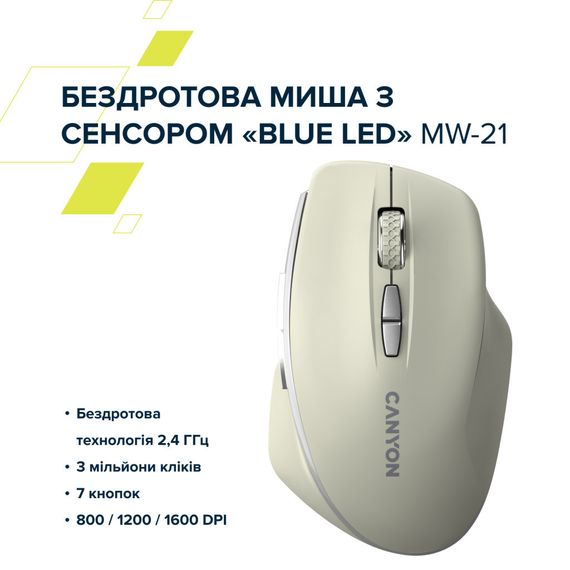 Мишка Canyon MW-21 Wireless Blue LED Cosmic Latte (CNS-CMSW21CL) | Зображення 5