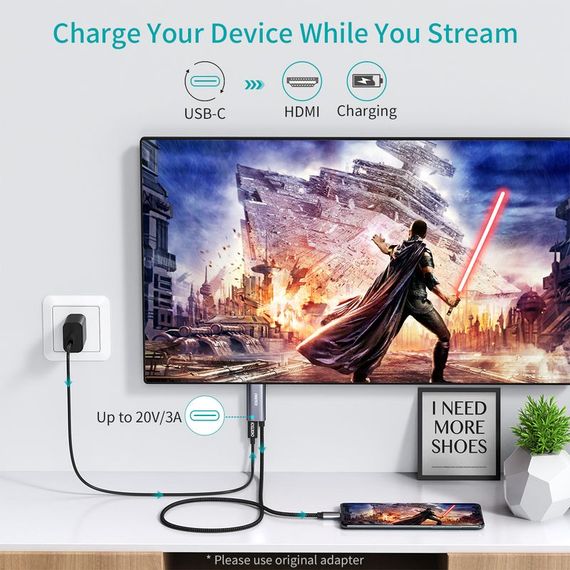 Кабель Choetech XCH-M180GY, USB-C на HDMI, 1.8м | Зображення 1