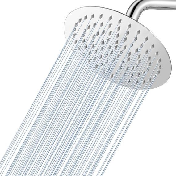 Душова лійка кругла 20 см, нержавіюча сталь, хромована, водозберігаюча, з ефектом дощу, насадка для душу ультратонка