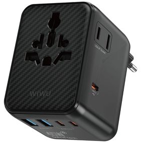 Мережевий універсальний перехідник WIWU UA010 Warrior GaN 45W + 2USB-A/3C Black