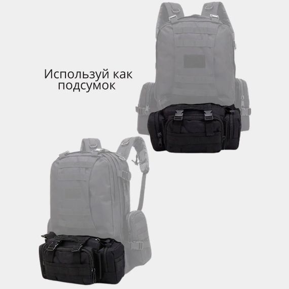 Сумка мужская чорная через плечо, Мужская тактическая армейская сумка однолямочная CB-66 | Зображення 6