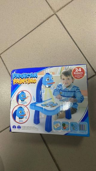 УЦЕНКА! Детский столик проектор для рисования Projector Painting набор с проектором, фломастеры Синий (Плохая упаковка 3429) | Зображення 1
