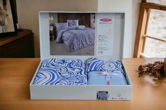 Комплект постільної білизни Kristal Ranforse 200×220 см Elvin Mavi | Зображення 1