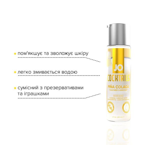 Лубрикант на водній основі System JO Cocktails - Pina Colada без цукру, рослинний гліцерин (60 мл) | Зображення 2