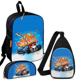 Набор Hot Wheels 3 в 1: детский рюкзак + сумка-слинг + пенал, для мальчика и девочки 7–9 лет (6268)