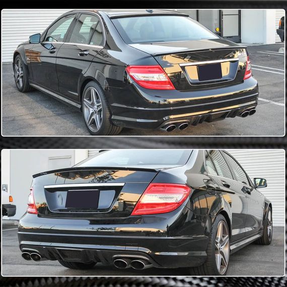 Диффузор заднего бампера V4 (для AMG SD 2008-2011, Карбон) для Mercedes C-class W204 | Зображення 3