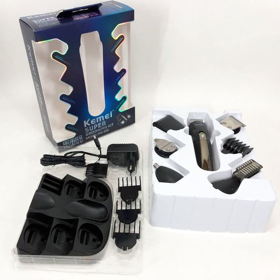 Набор для стрижки волос на аккумуляторе Kemei, Профессиональный триммер с набором насадок RH-74 | Зображення 1