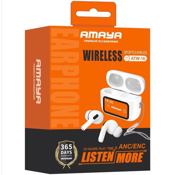 Бездротові TWS навушники Amaya ATW-16 ANC+ENC White | Зображення 2