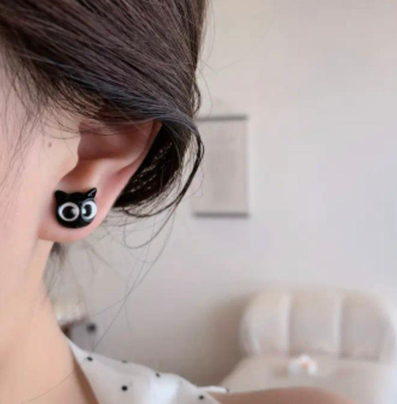 Серёжки котики чёрные, серёжки с чёрными котиками, сережки, серёжки, серьги | Зображення 4