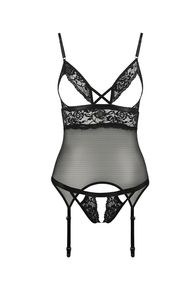 Корсет с открытой грудью Passion DIABOLINA CORSET Черный S/M