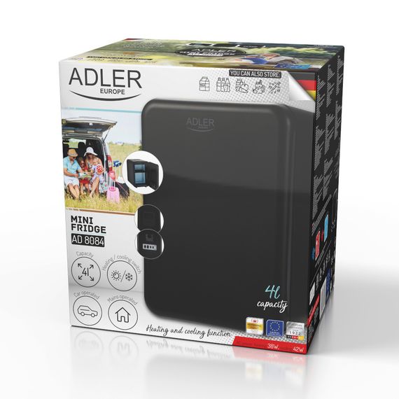 Мини-холодильник Adler AD 8084, 4 л, черный, для косметики, 12В/220В, охлаждение и нагрев | Зображення 6