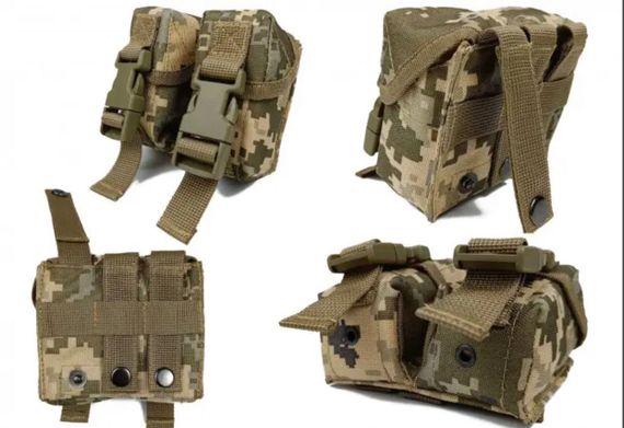 Підсумок гранатний подвійний піксель ЗСУ MM-14 (MOLLE, підсумок для гранат на розгрузку, жилет, РПС) | Зображення 1