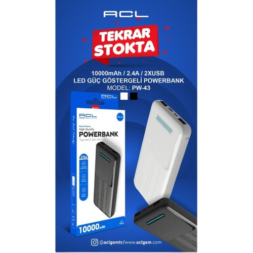 Портативна універсальна мобільна батарея Powerbank ACL PW-43 10000mAh | Зображення 1