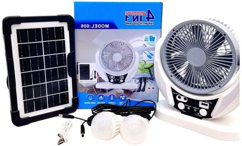 Вентилятор портативний 606 4в1 з сонячною панеллю, 2 LED лампи, 2 швидкості, XPRO (45949-_554)