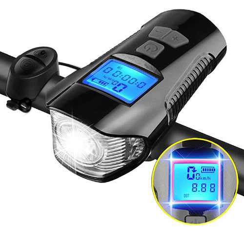 Велокомпьютер, фонарик, звонок, велосипедный компьютер XA-585-T6+2LED | Зображення 1