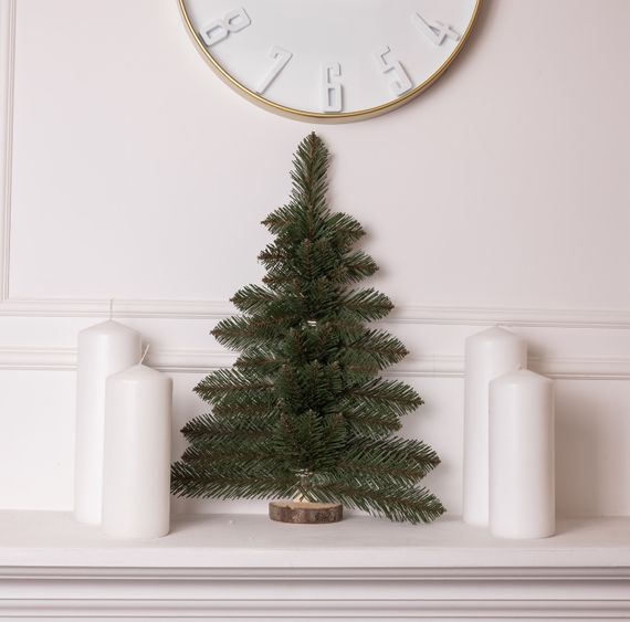 Штучна ялинка настінна Полонина 60 см на дерев'яній підставці SOK-M-V-1