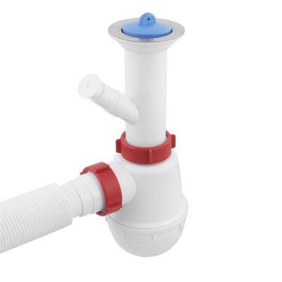 Сифон для мийки Polmark 1 1/2"x40 з литим випуском та гофротрубою з відведенням для пральної машини 40x40/50 PM 40 SF 20 03 | Зображення 1