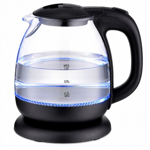 Електрочайник скляний Maestro MR-055-BLACK, 1 л, 1100 Вт, з підсвіткою
