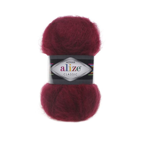 Пряжа Alize Mohair Classic 57 бордовий алізе мохер класік