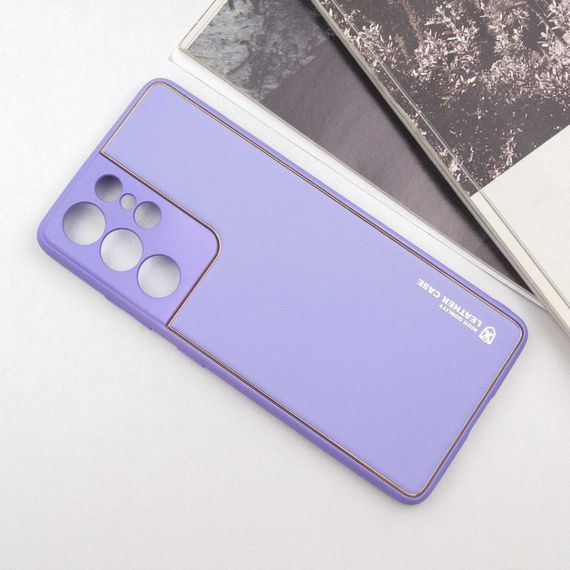 Шкіряний чохол Xshield для Samsung Galaxy S21 Ultra Бузковий / Dasheen | Зображення 1