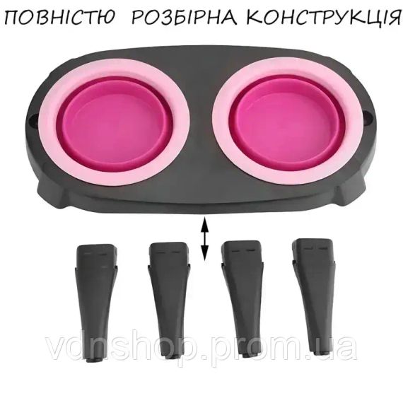 Миска Pet Bowl Set подвійна на складній підставці для собак та котів | Зображення 4
