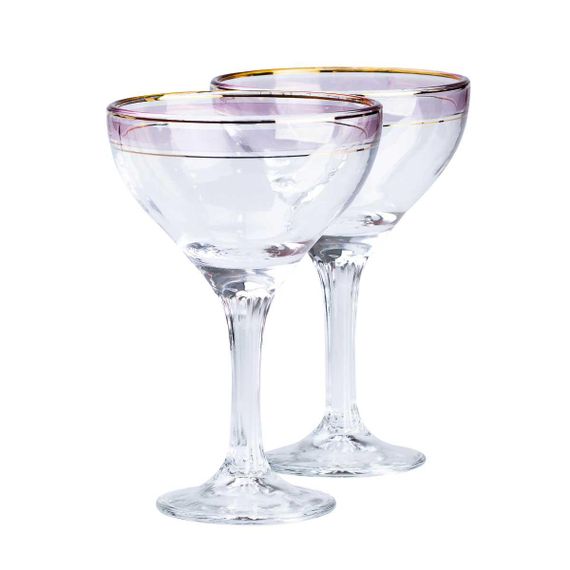 Набор бокалов для коктейлей 2 штуки по 290 мл, розовые HP546 | Зображення 1