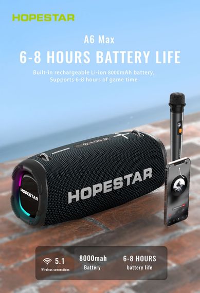 Колонка Hopestar A40 70W з мікрофоном, чорний (42811-A40_3218) | Зображення 4