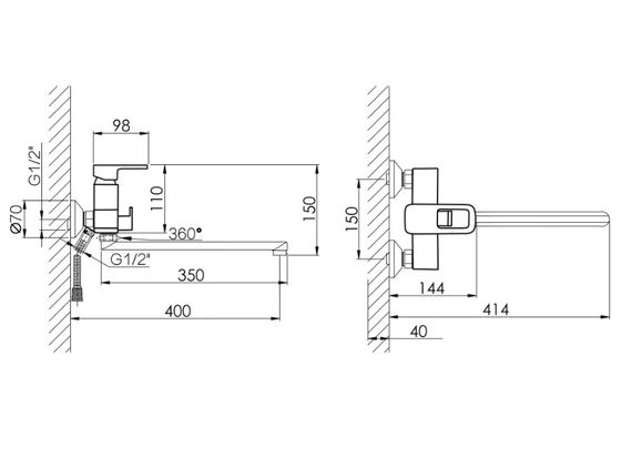 Змішувач для ванни Lidz Wawel 005 (k35) LDWAW005CRM45389 | Зображення 1