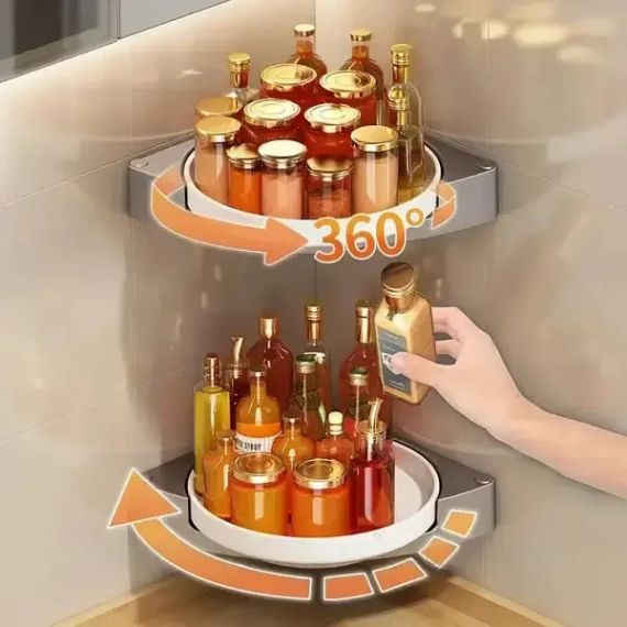 Кутова обертова полиця  для ванної кімнати Multi Functional Rotational Tray | Зображення 4