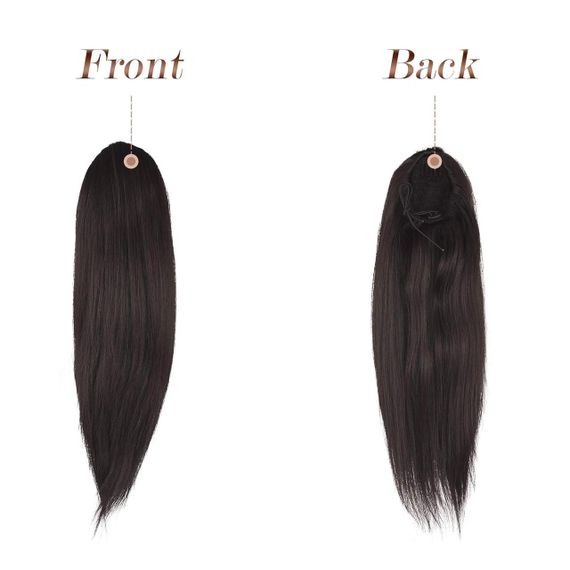 Хвіст накладний темно-каштановий 35 см на шнурку, прямий термостійкий шиньйон із синтетичного волосся для кінського хвоста | Зображення 1