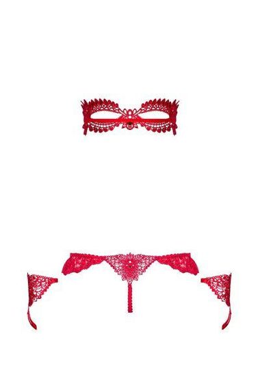 Набор маска+наручники+стринги Obsessive Hetea красный, L/XL sexstyle | Зображення 2