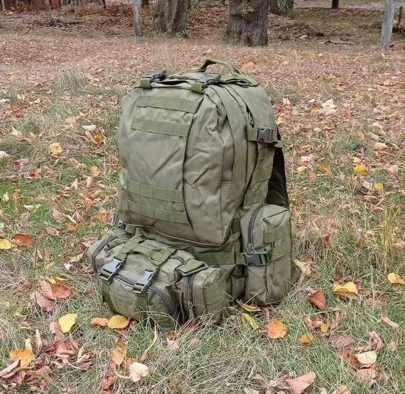 Військовий рюкзак Модульний на 50 л олива Тактичний похідний рюкзак 4в1 для військовослужбовців   знижка