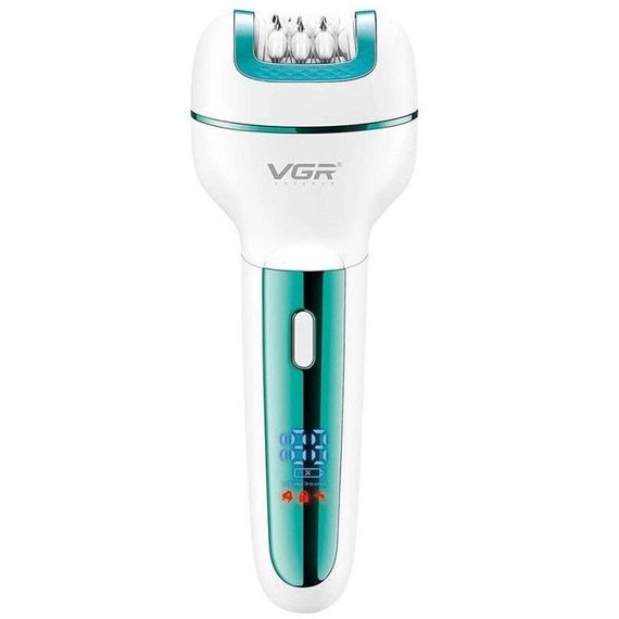 Жіночий бездротовий епілятор 3в1 VGR V-732 для ніг та зони бікіні з підсвічуванням та дисплеєм. Колір: зелений | Зображення 3