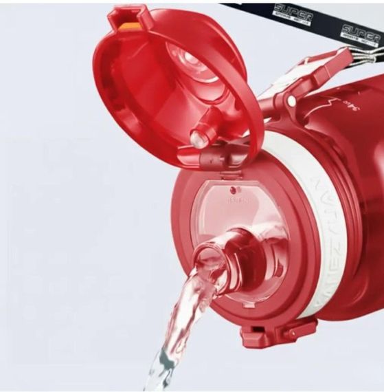 Спортивна пляшка KANGZYUAN 1000 мл (1 л) — Червона Tritan BPA-free, ударостійка еко-пляшка з трубочкою та ремінцем | Зображення 4
