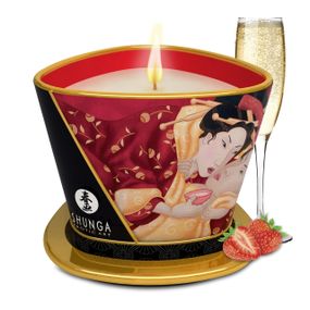 Массажная свеча Shunga Sparkling Strawberry Wine, аромат клубники и шампанского, 170 мл (Канада) sexstyle
