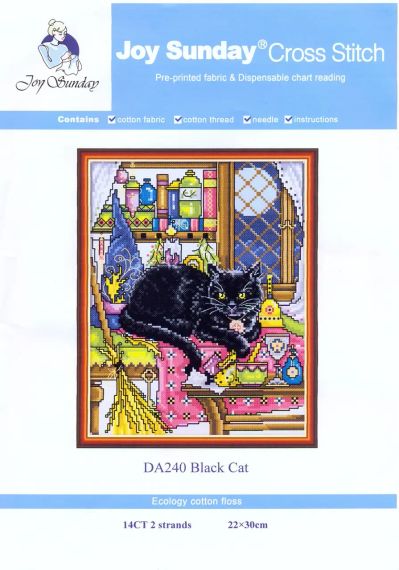 Набор для вышивания по нанесённой на канву схеме "Black Cat". AIDA 14CT printed, 22*30 см | Зображення 1