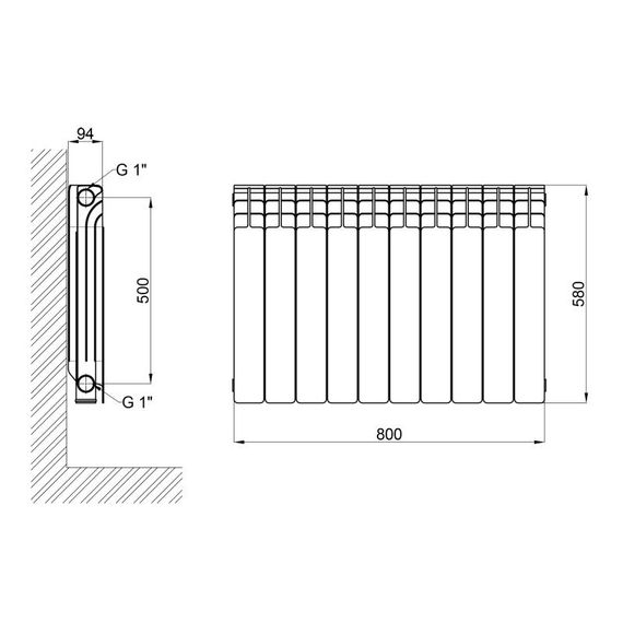Радіатор алюмінієвий Thermo Alliance V50096A ALL-VULCAN 500/96 | Зображення 1