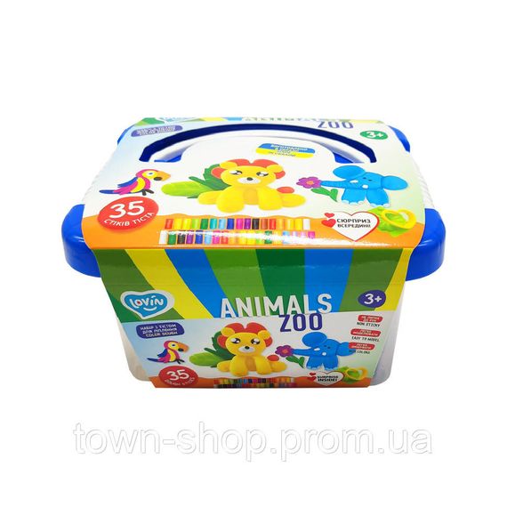 Набор для лепки с тестом "Zoo animals box" Lovin | Зображення 1