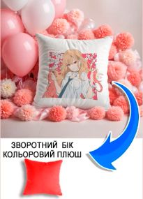 Подушка плюшева Мерч Крафт Дизайн з принтом аніме marin kitagava 04 червоний плюш квадратна 33х33 см
