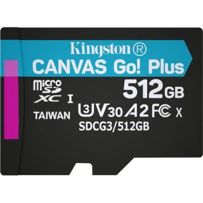 Карта пам'яті Kingston 512GB microSDXC class 10 UHS-I/U3 Canvas Go Plus (SDCG3/512GBSP) (SDCG3/512GBSP)