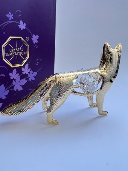 Кришталева мініатюра ручної роботи зі стразами Swarovski: Лісова лисиця, 9х6 см | Зображення 1