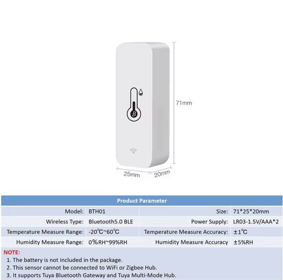 Умный Bluetooth-датчик температуры и влажности Tuya с удаленным мониторингом | Зображення 3
