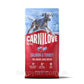 Беззерновий сухий корм Carnilove Junior Large Breed для молодих собак великих порід лосось та індичка 12 кг (арт. 173702)