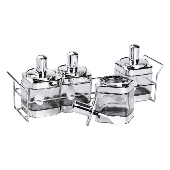 Набір банок для сипучих продуктів 4 штуки 350 мл скляні на підставці HP-1340 | Зображення 4