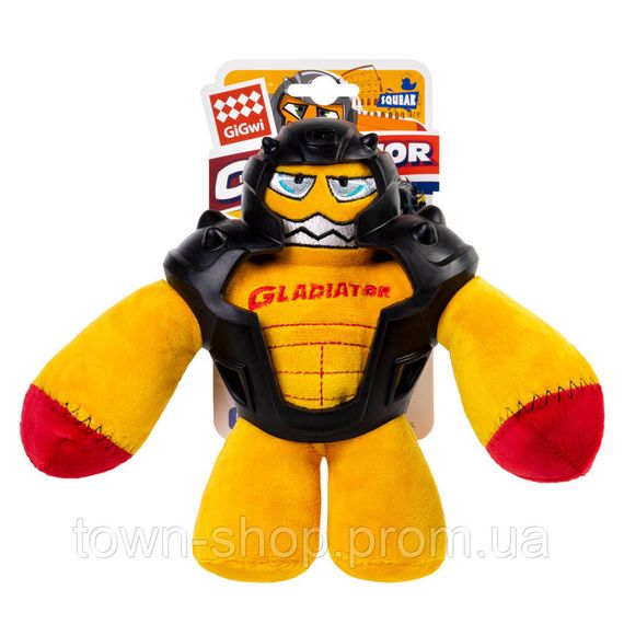 Игрушка для собак Гладиатор в резиновом шлеме GiGwi Gladiator, текстиль, резина, 21 см | Зображення 1