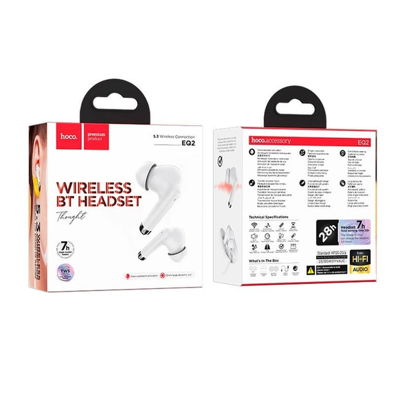 Навушники бездротові bluetooth 5.3 HOCO EQ2 Thought true wireless BT headset Білі | Зображення 2
