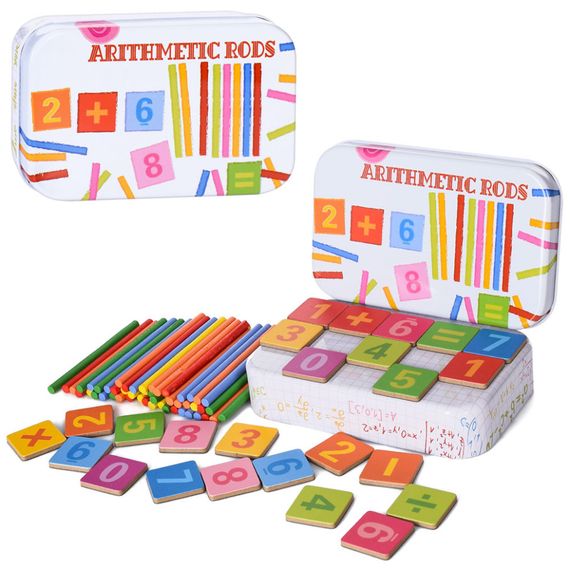 Дерев'яна іграшка Набір першокласника MD 1887 цифри, знаки, числові палички | Зображення 1